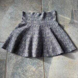 Grifflin Paris Navy Cream A-Line Mini Skirt TU Rayon Blair Waldorf Preppy Chic